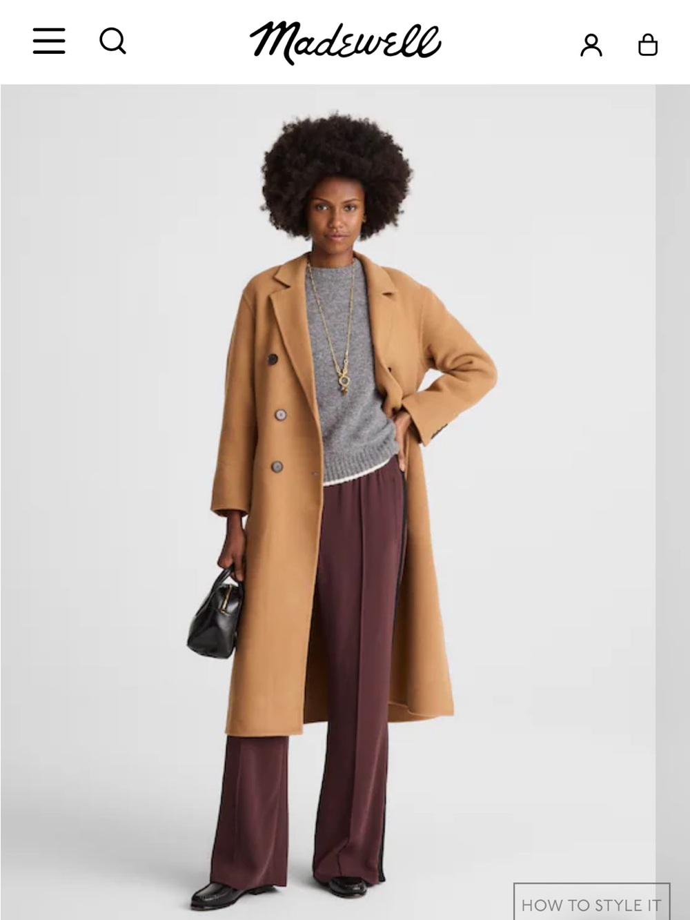 Madewell Camel Double-Breasted Wool Coat